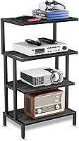 Aquzee 4-Tier Media Stand - Gaming Console Organizer Shelf for PS5 Xbox Switch, Wood AV Stereo Rack, Sturdy Black Cabinet 17.6"W Storage