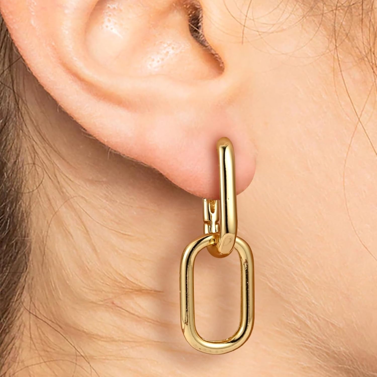 Hoop Earrings Dangle Earrings for Women 14K Gold Plated Earrings Link Earrings for Women - Image 4