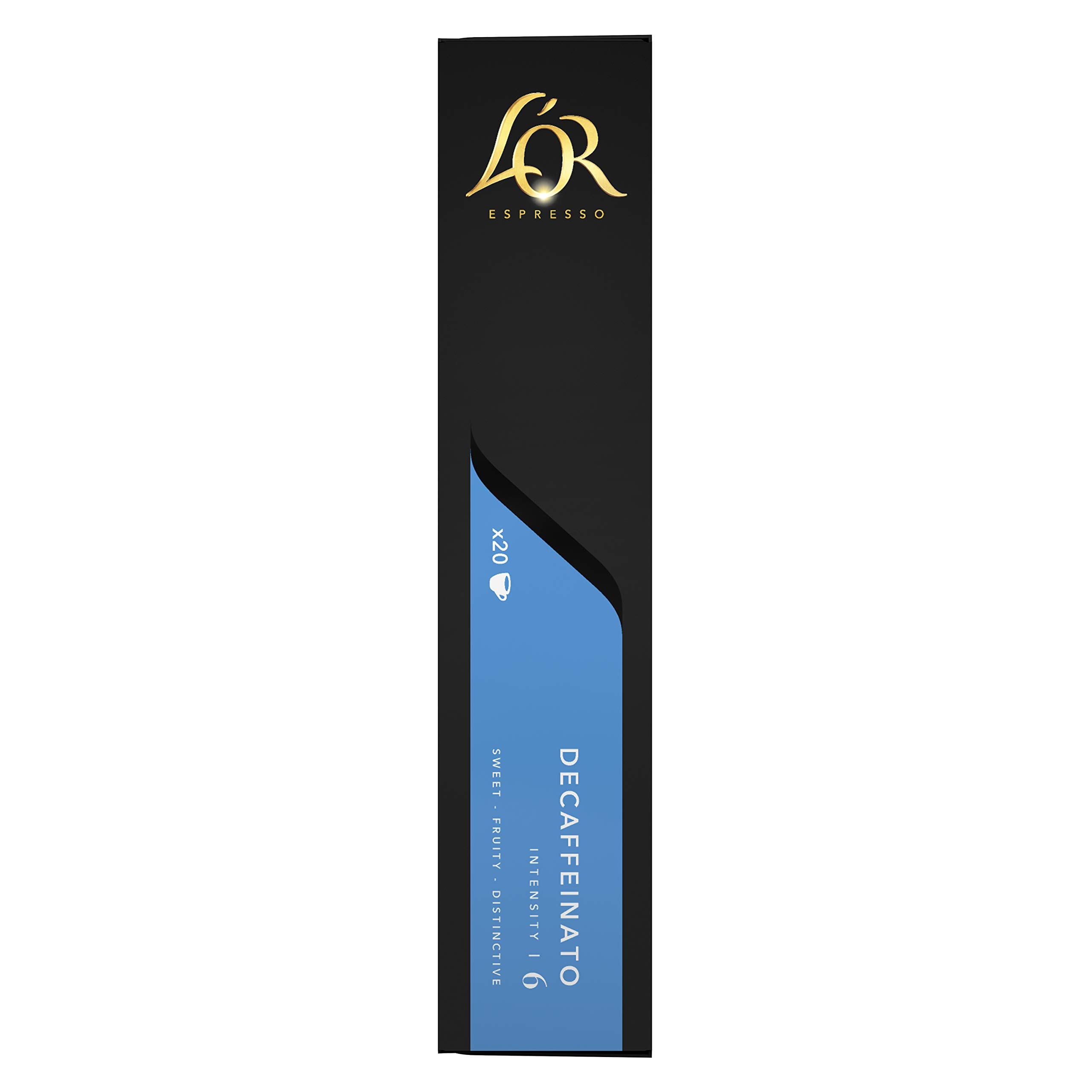 L'Or Espresso Café Decaffeinato – Intensidad 6 – 100 Cápsulas de Aluminio Compatible con Nespresso (5 x 20 Cápsulas)