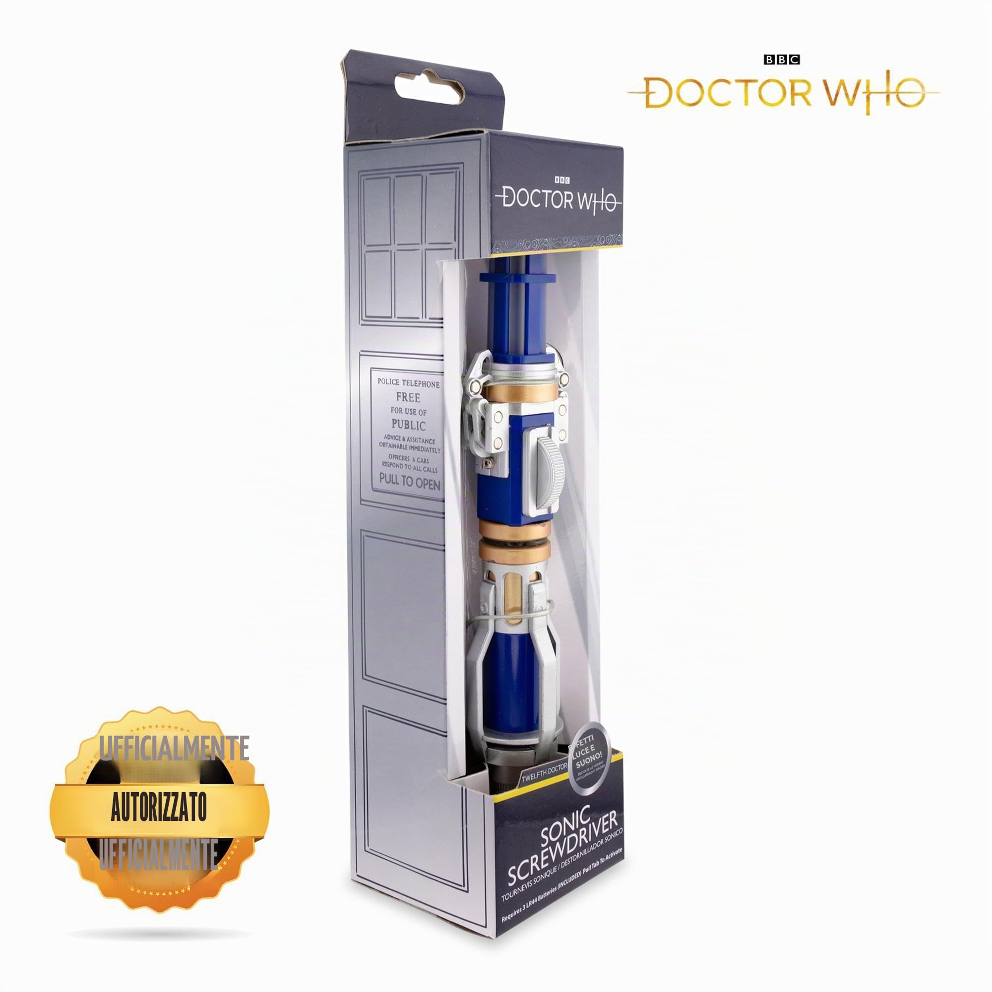 Doctor Who - Cacciavite sonico elettronico del Dodicesimo Dottore, con effetti luminosi e sonori, giocattolo da collezione con licenza ufficiale, include 3 batterie LR44, adatto a tutte le età