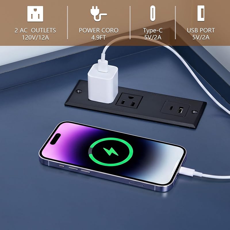 Corner Record Player Stand with Charging Station & USB Ports image 6