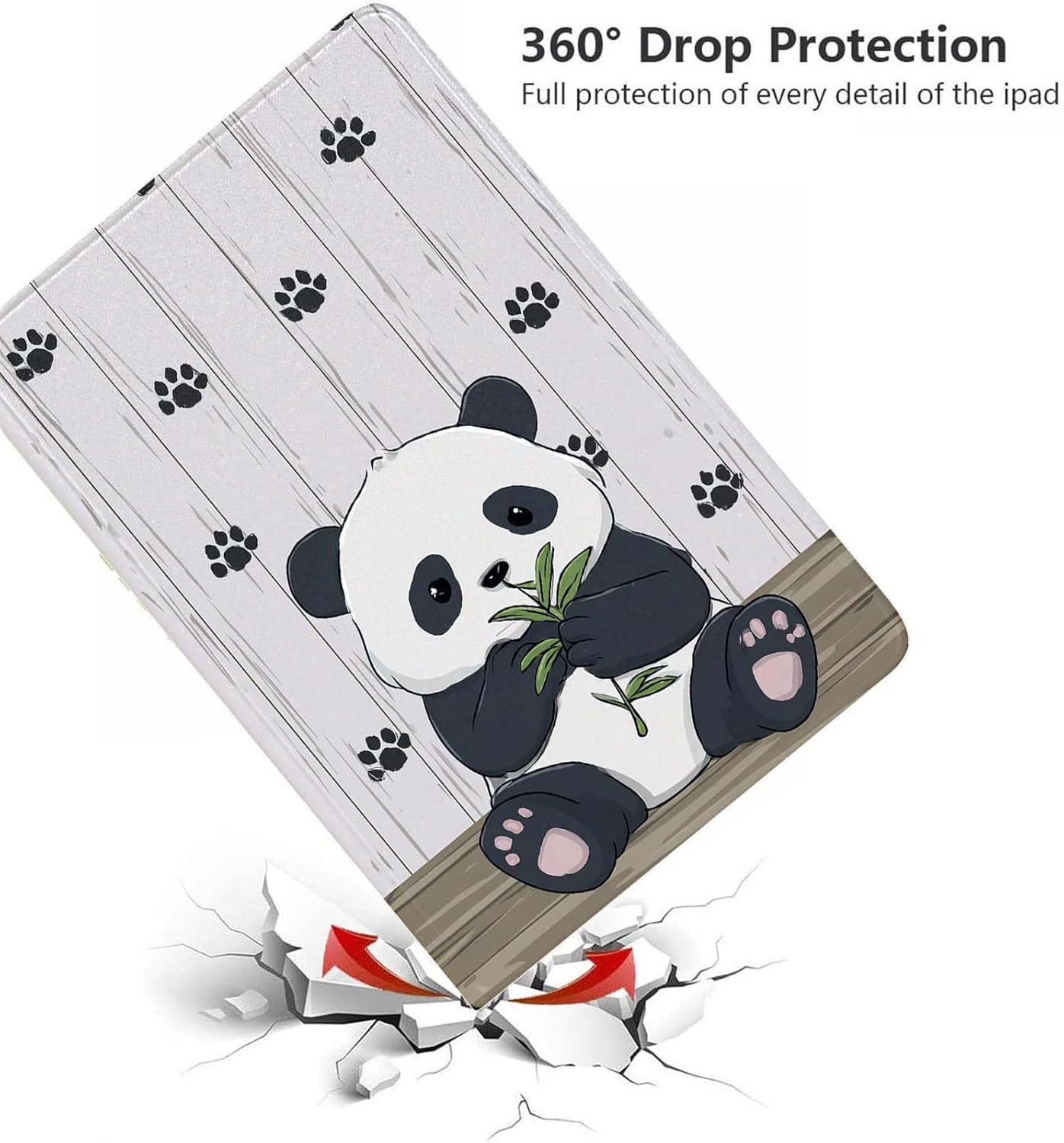 Case for iPad (A16) 11th Generation 11 Inch 2025,ipad 10th Generation 10.9 inch 2022,Slim Lightweight Adjustable Viewing Angle Stand,Auto Wake/Sleep,Panda paw Prints