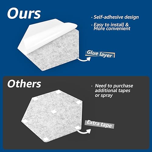 Miniatura 9 de Art3dwallpanels Paquete de 20 paneles acústicos autoadhesivos, paneles de pared insonorizados de 14 x 12 x 0.4 pulgadas, paneles de absorción de