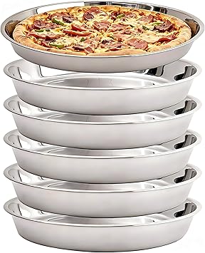 6 Pack Stainless Steel Deep Pizza Pan, 8.5 inch Pizza Tray, Round Pizza Baking Pan for Oven, Non-Stick Metal Pizza Plate For Pie Cookie Pizza Cake, Dishwasher & 200 Oven Safe