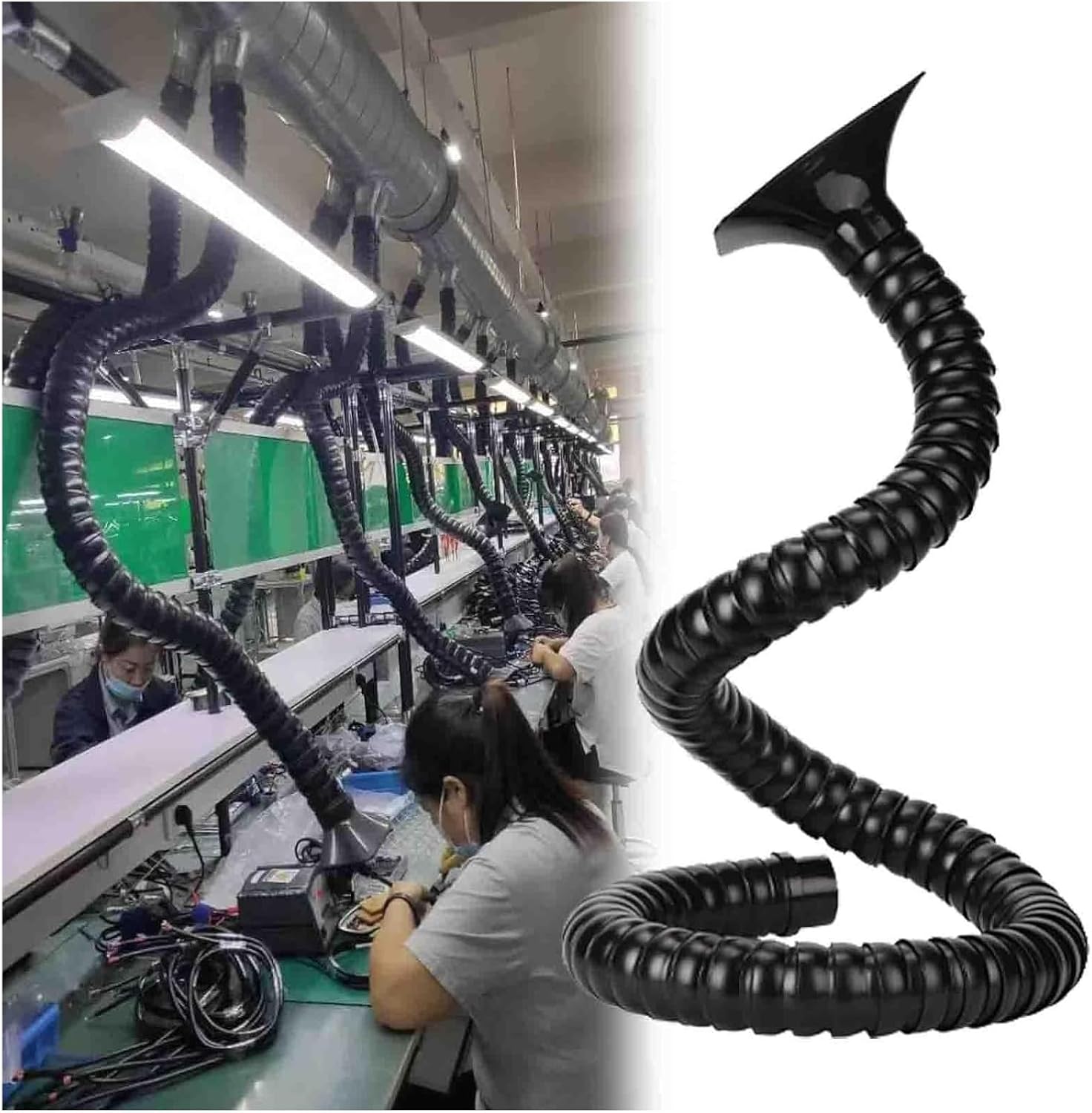 Heavy-Duty Fume Extraction Arm for Soldering & Welding - 8ft Flexible Vent Hose with Hood for Industrial Dust & Smoke Removal, 68mm Diameter, Optimal Ventilation Solutio