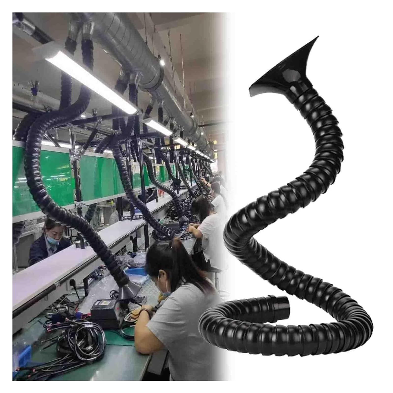YLLFFLL Tubo Flexible Brazo Articulado De Extracción De Humos De Alta Resistencia para Soldadura, Eliminación De Polvo Y Humo con Campana(L 1.5M/5ft,ID 45MM/1 7/9 In)