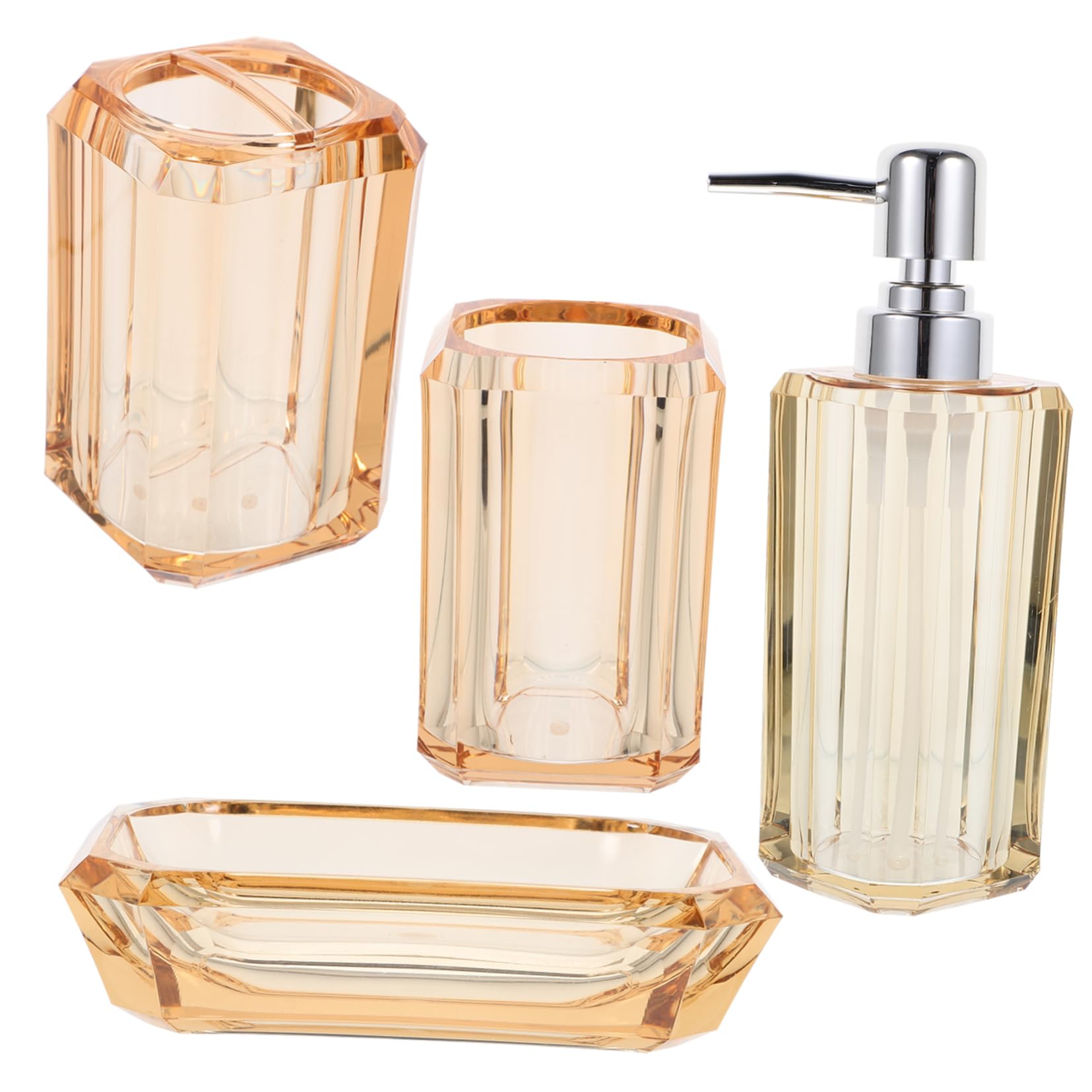 Mipcase Set de Baño de Acrílico Jabonera Porta Cepillo de Dientes Elegante para Baño