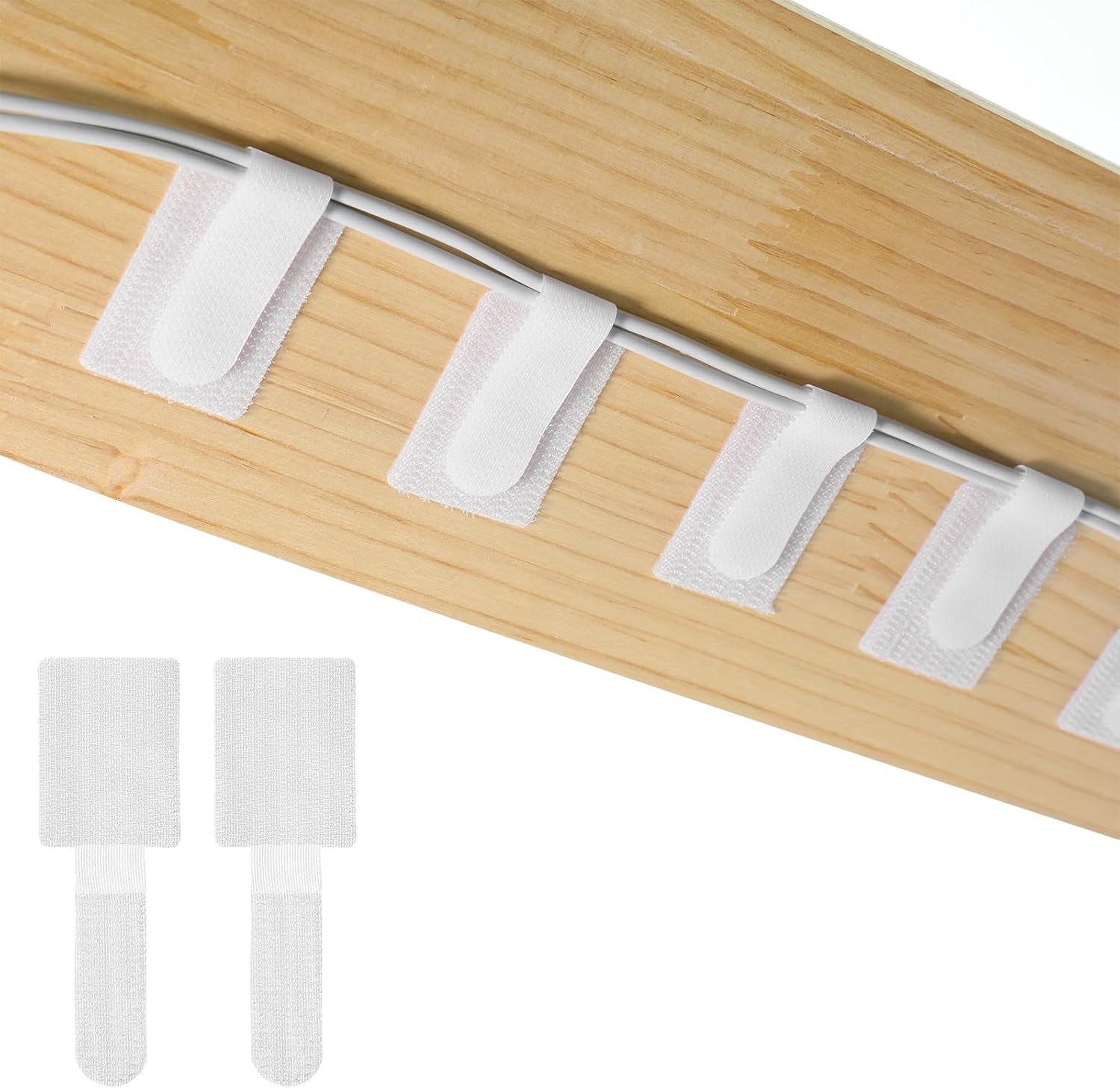 100 Pcs Reusable Self-Adhesive Cable Ties, Hook and Loop Cable Straps Adjustable Wire Cord Back Cables Management Organizers for Household Office Essentials(White)