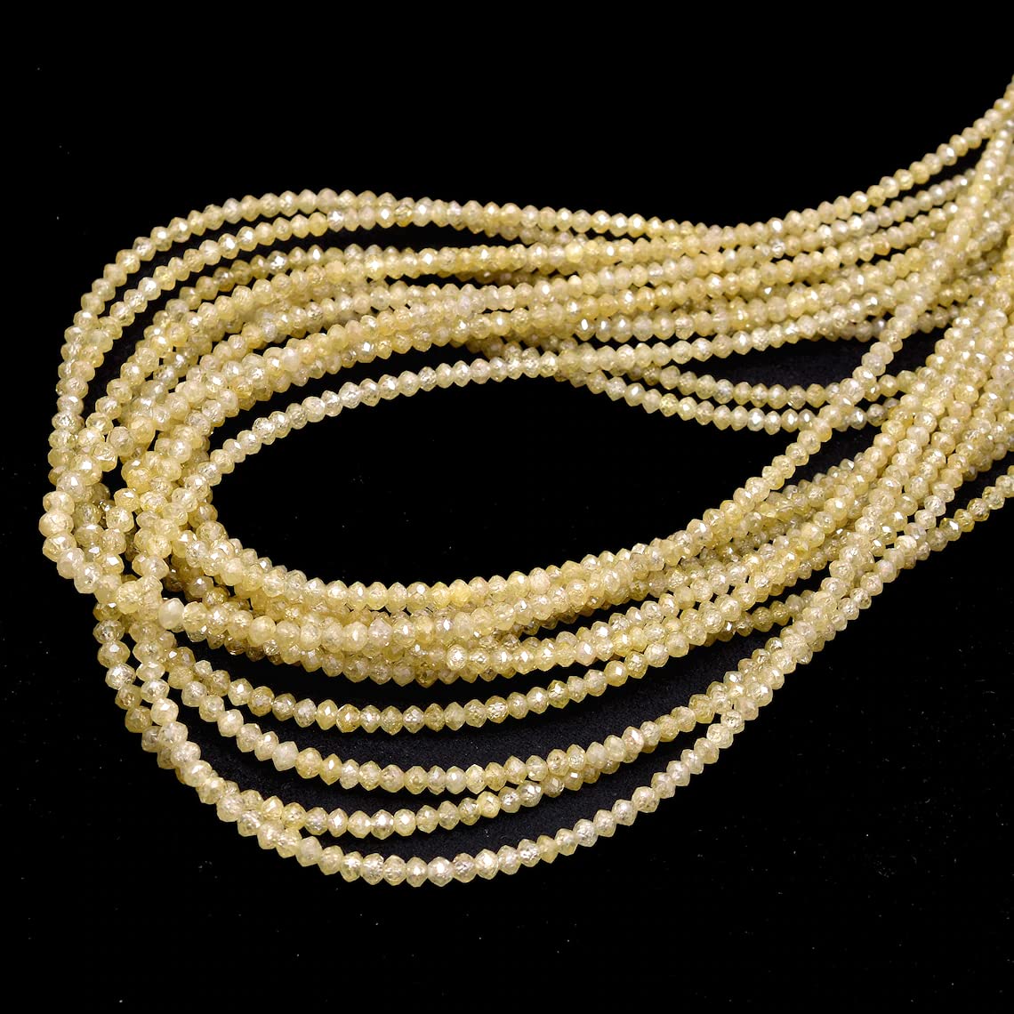 Naturalne mikro fasetowane koraliki okrągłe AAA+ z drobnym żółtym diamentem, sznurek 19 cm, rzadki żółty diament szlachetny kamień szlachetny luźne koraliki, Kamień szlachetny, Żółty diament