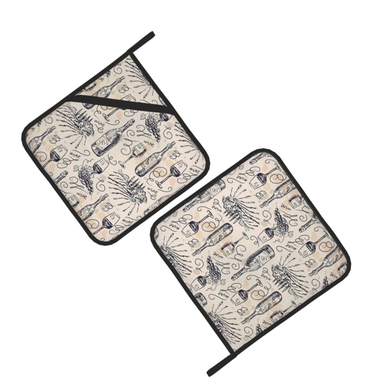 Wine and Winemaking Winery Grape Field Printed Oven Pot Holders Set of 2 Pcs Heat Resistant Kitchen Microwave Potholders for Cooking Baking Grilling