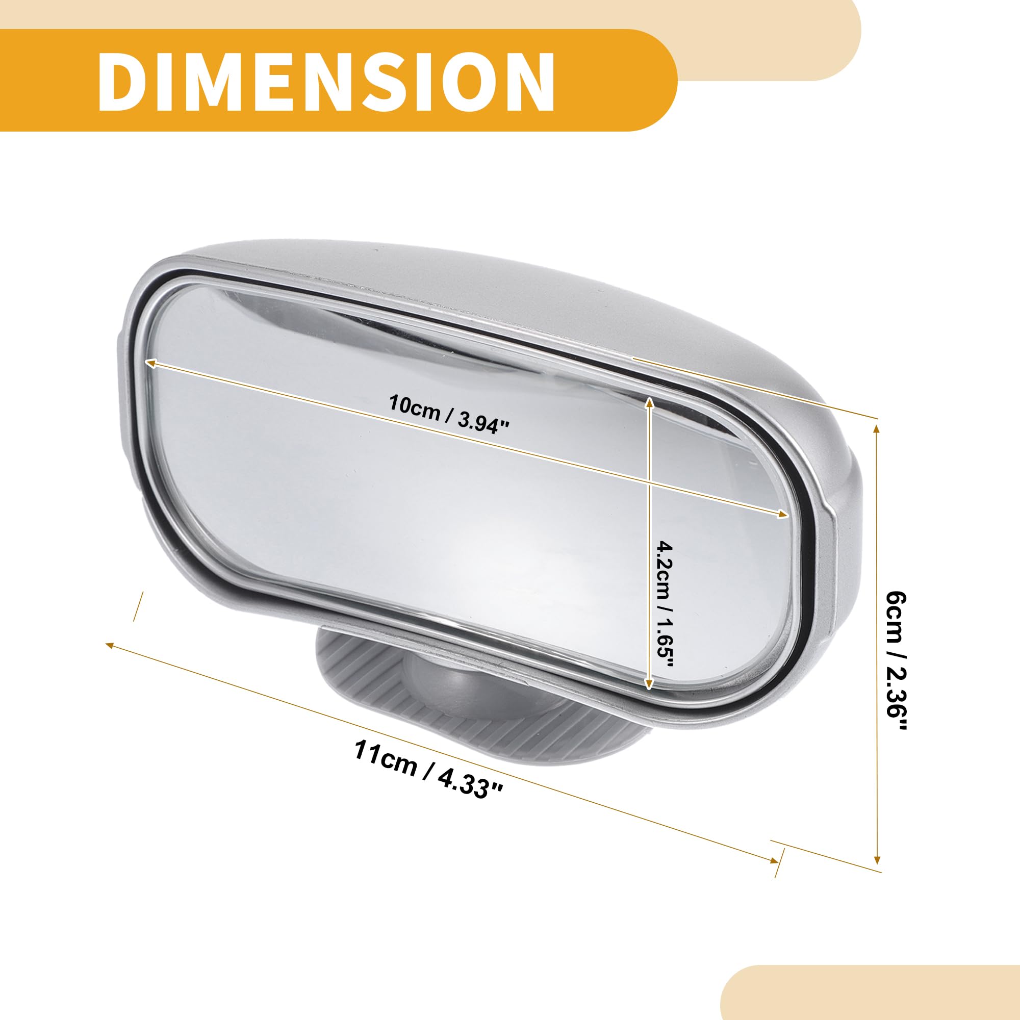 Partuto 1 Pair Universal Blind Spot Car Mirrors - Car - Glass Silver Tone, 4.33"x2.36" - Image 4