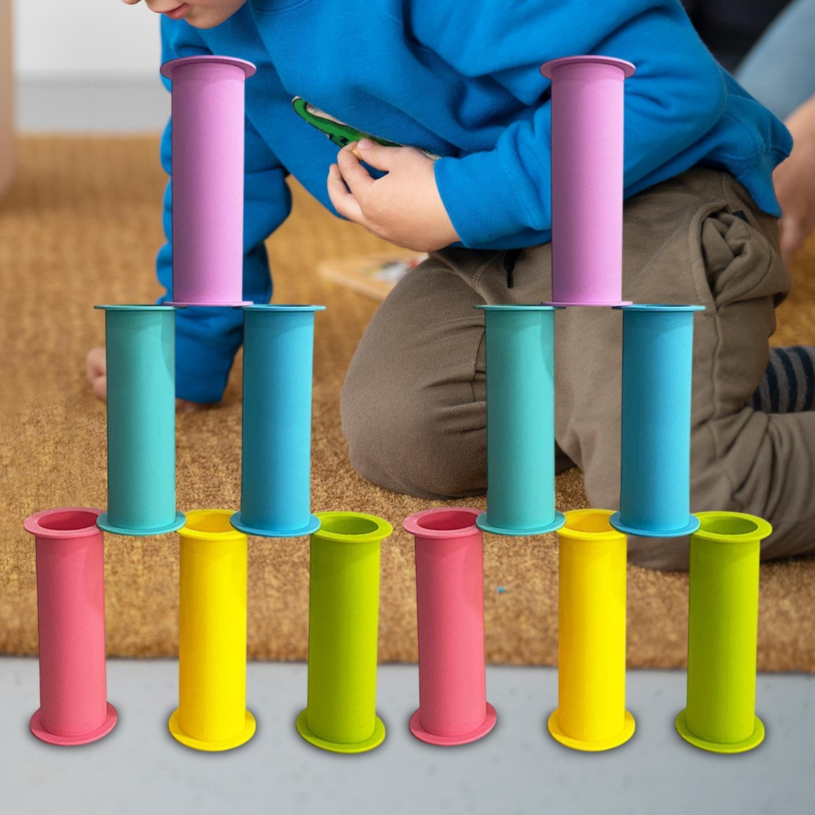 12 Teiliges Stapelbecher Set für Kinder, Entwicklungsspielzeug für Jungen, Mädchen Und Babys