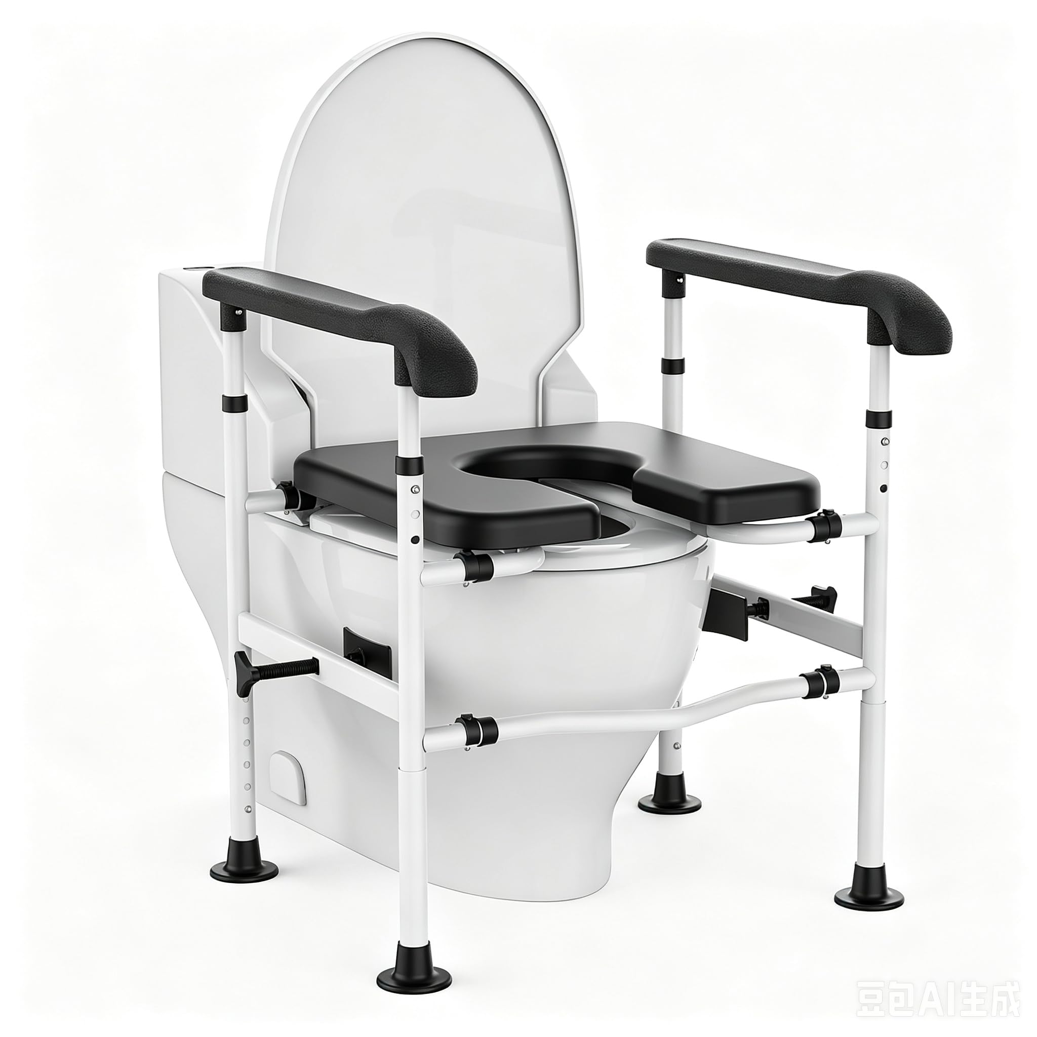 Erhöhter Toilettensitz mit Griffen, Toilettensitzerhöhung für Senioren mit verstellbarer Höhe und Breite, 180 kg, erhöhter Toilettensitz für ältere Menschen, für ältere Menschen, Behinderte