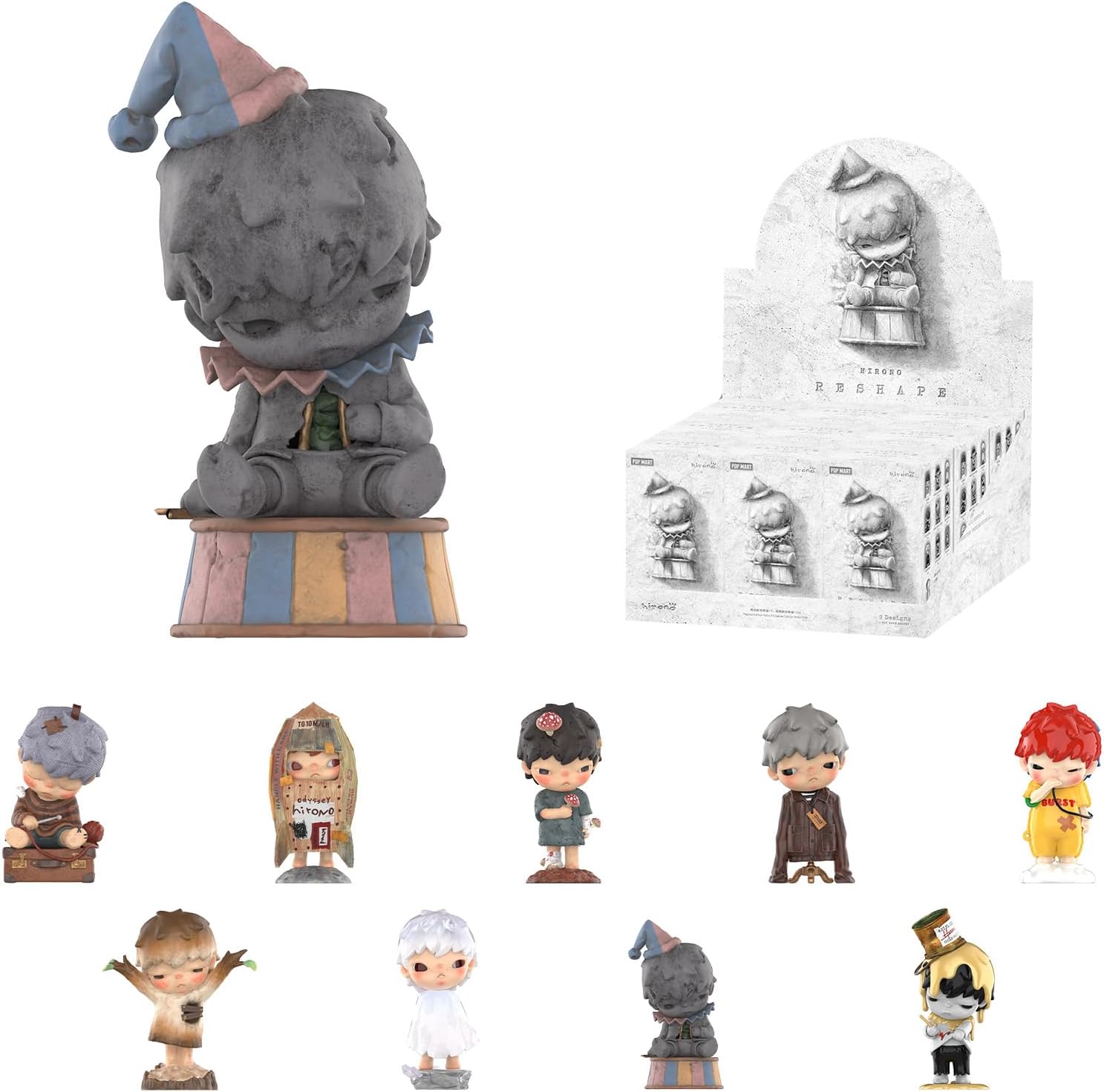 POP MART HIRONO Reshape Series Figures, 9PCs HIRONO Blind Box Figures, Random Design Action Figures Collectible Toys Home Decorations, Holiday Birthday Gifts for Girls and Boys, Whole Set