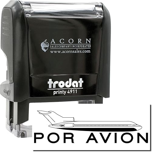 Miniatura 2 de Self-Inking Por Avion Stamp, Perfect for Small Business, Up to 5K Impressions, Available in 11 Ink Colors, Reinkable, Easy Press and Print Stamping,