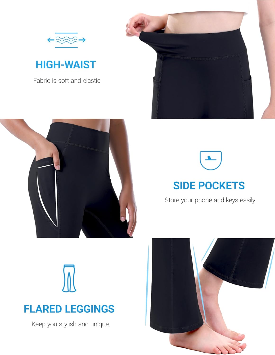 Girls Flare Leggings with Pockets High Waisted Bootcut Kids Yoga Bell Bottoms Dance Workout Athletic Flared Pants - Image 7