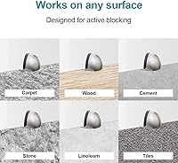 Vista 3 de Tope de puerta de piso de níquel satinado con almohadilla de goma, tapón de puerta en forma de semicírculo, acero inoxidable para proteger la pared