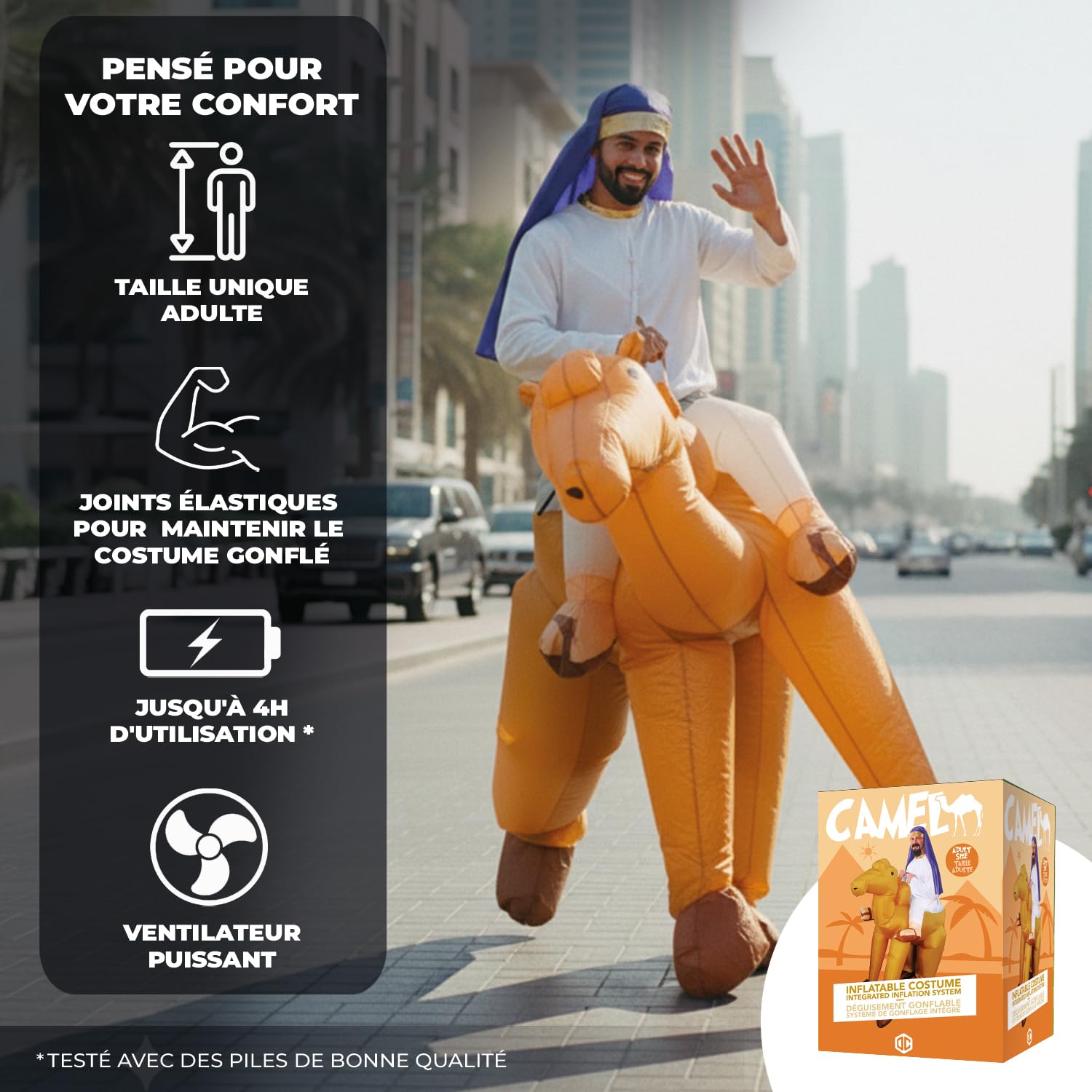 AirSuit® Déguisement Gonflable Chameau | Costume Insolite | Qualité Premium | Taille Adulte 160 à 190cm | Polyester | Agréable à Porter | Résistant | Système de Gonflage Inclus | Créé par OriginalCup®