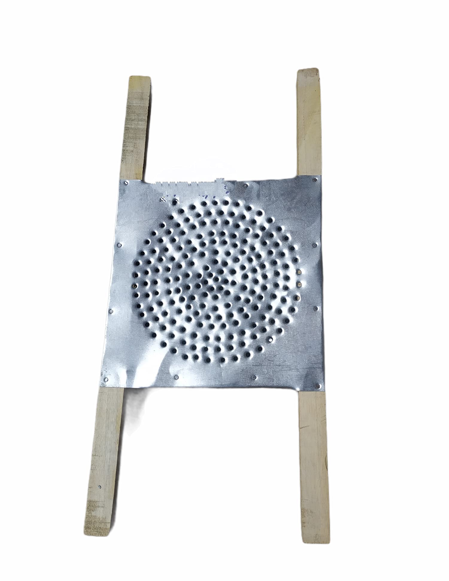 A S Iron Food Strainer/Save Machine ; T-Katti, Hole Size no.2, Double Sided Wooden logs, Best use in Homes, aloo bhujia Strainer