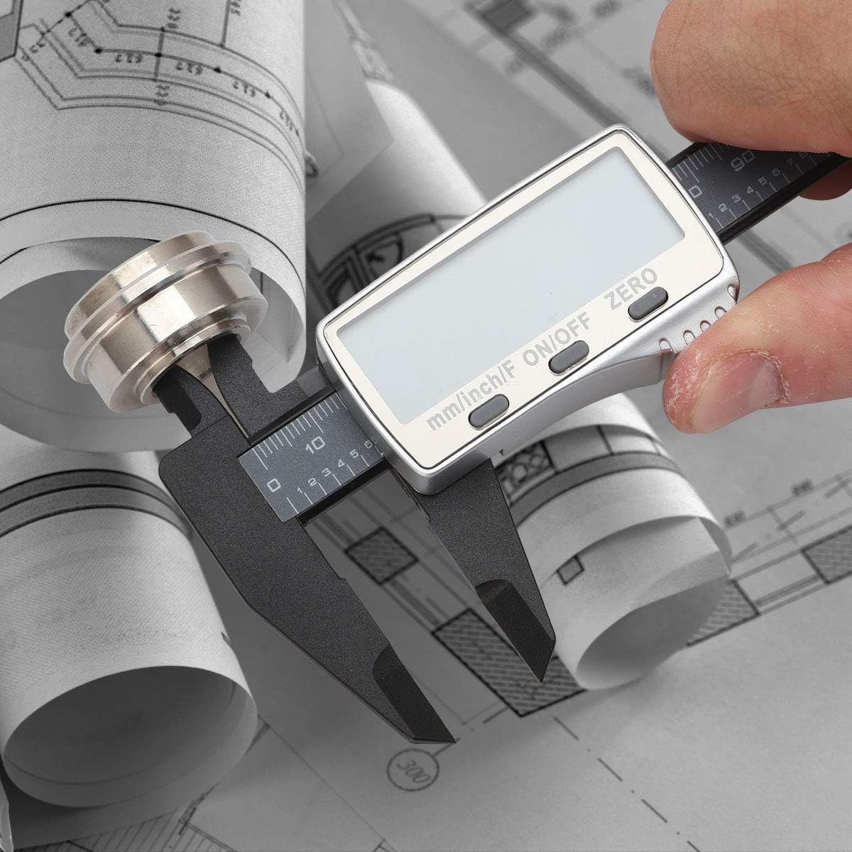 Digital Vernier Caliper, Electronic Ruler Measuring Tool 0-6 Inch/150 mm, Inch/Metric/Fraction Conversion with Extra Large LCD Screen