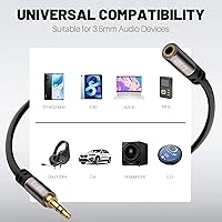 Vista 7 de Cable de extensión de 3.5 mm 1.2 m (paquete de 2), cable de audio auxiliar estéreo de macho a hembra, cable de extensión de auriculares, sonido