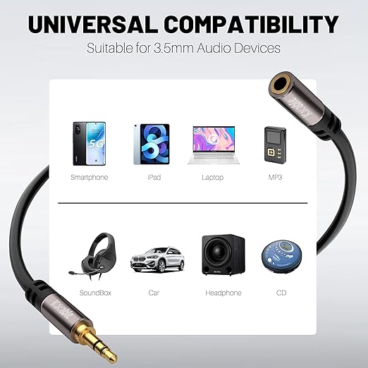 Cable de Audio 3.5mm Macho a Hembra 25ft - Kxable miniatura 3