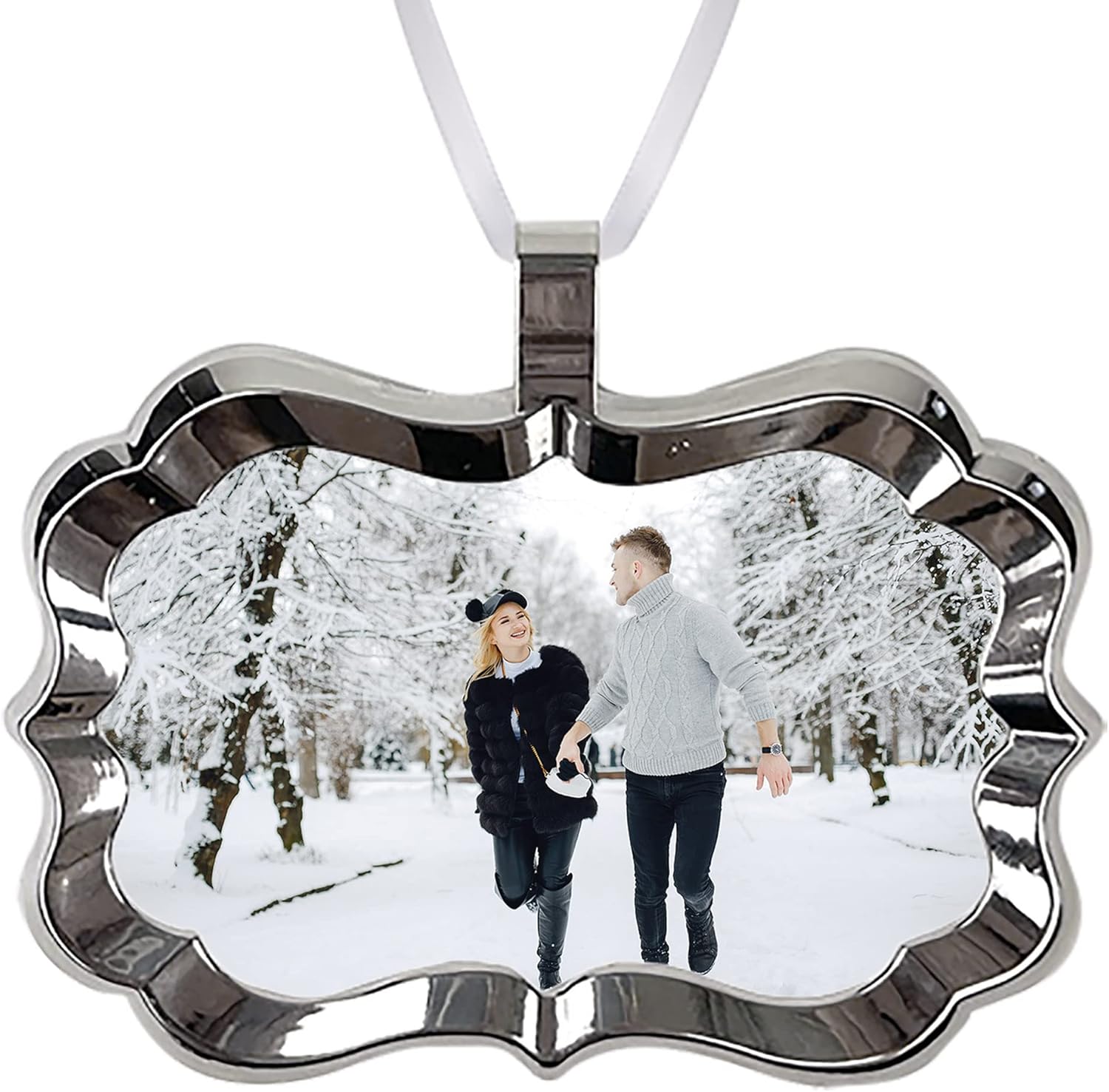 Smile Art Design Framed Personalized Photo Christmas Ornament 2025/2026, Metal Ornaments, Custom Picture Ornament, Custom Family Ornament, Christmas Tree Decorations, Round