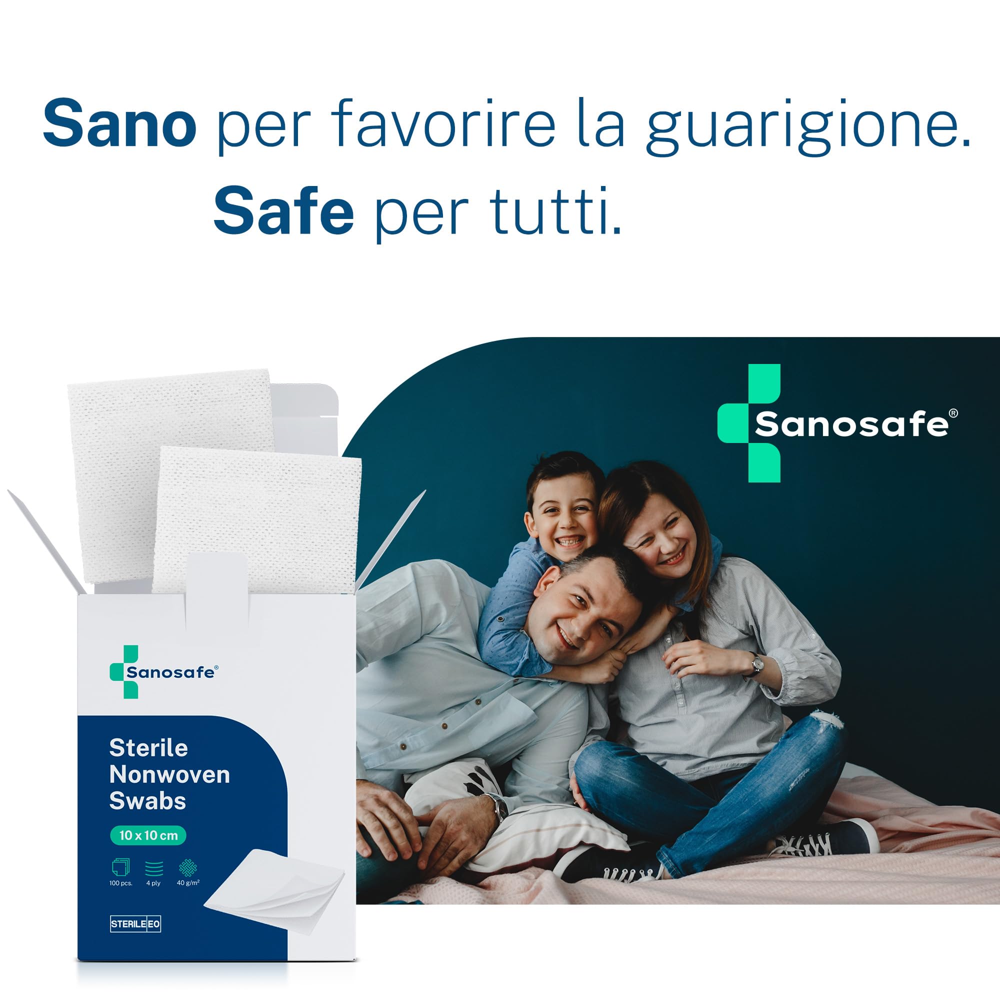 Garze Sterili 10x10 cm 100 pezzi | Garza in tessuto non tessuto per medicazione | Morbide, assorbenti e senza pelucchi