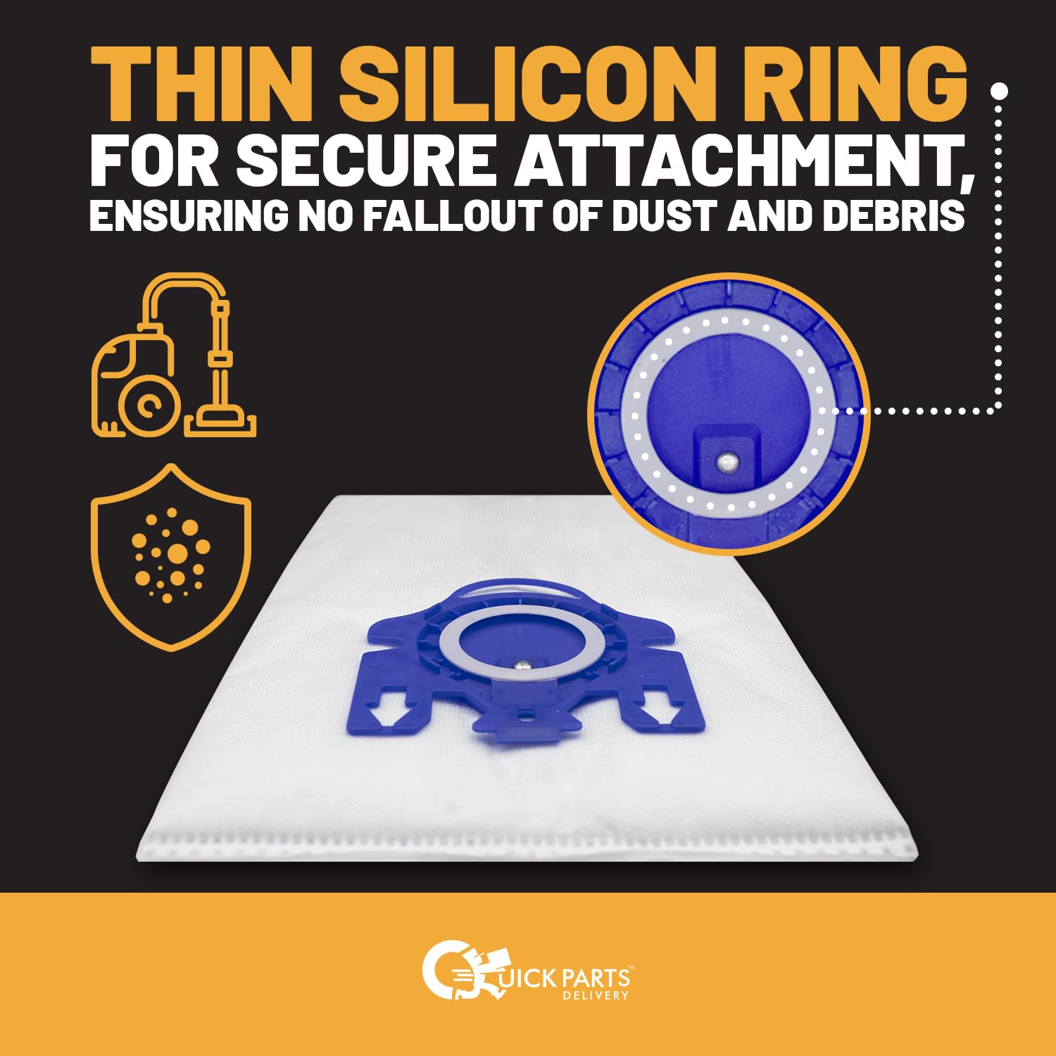 Quick Parts Delivery Vacuum Dust Bag - Durable Fabric Vacuum Bag - Premium Dust Vacuum Bag - Lightweight Design Vacuum Cleaner Bag - (5 Bags + 2 Filters)