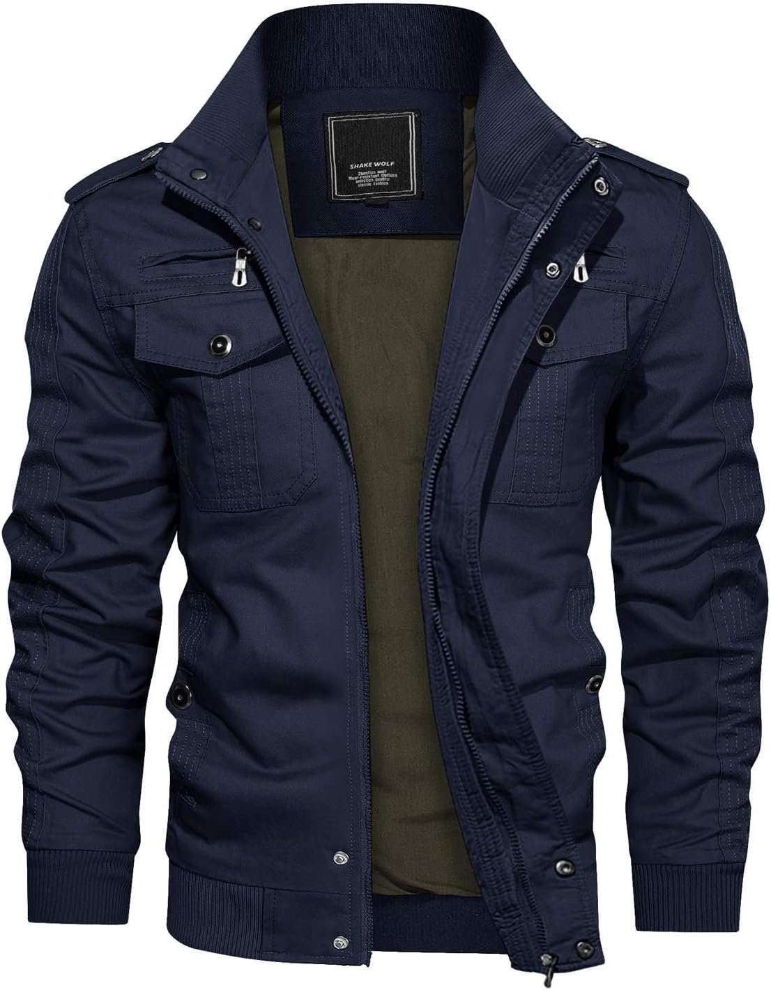 KEFITEVD Mens Warm Fleece Cargo Jacket Winter Military Bomber Jackets Windproof Work Coat with Multi Pockets