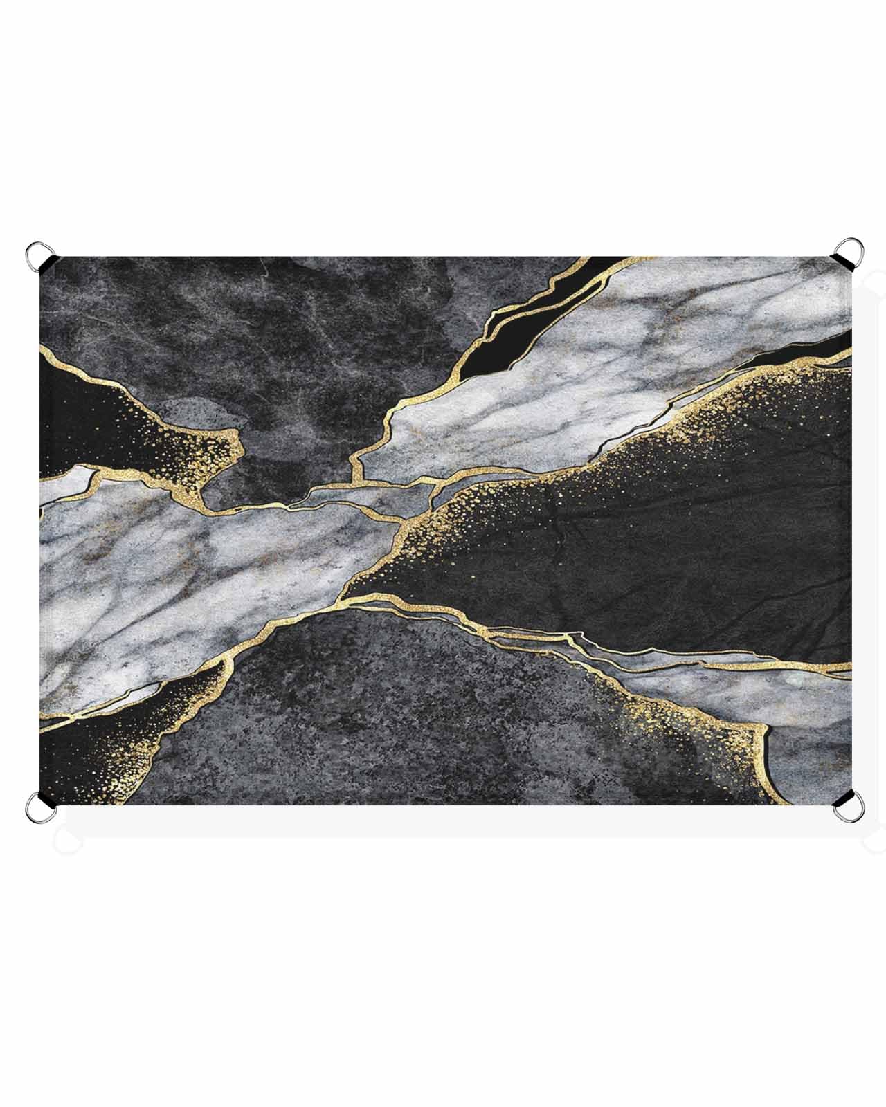 Boanket Sun Shade Sail 8' x 10', Black Marble Rectangular Waterproof Outdoor Sun Shades, Grey Ombre Modern Abstract Art Ink Painting Shade Cloth for Patio Deck Terrace Garden Lawns Beach Backyard