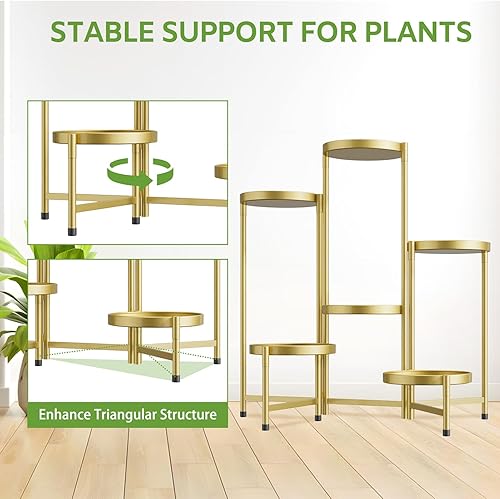 Miniatura 6 de iDavosic.ly Soporte grande para plantas de 6 niveles para interiores, 10 pulgadas de ancho de metal de esquina alta para múltiples plantas, estante