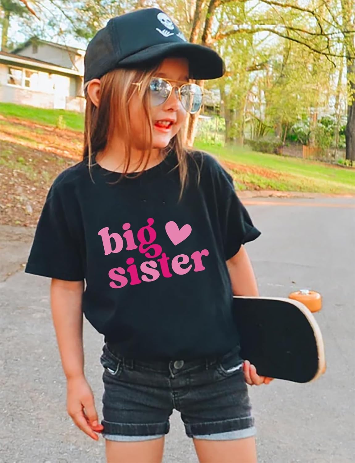 Big Sister Shirt for Girls Toddler Sis Announcement Short Sleeve Graphic Tee Tops - Image 3