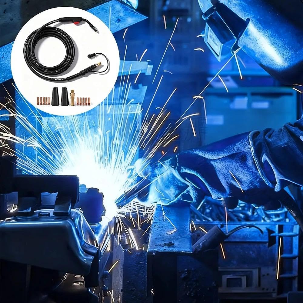 10ft 15ft Mig Gun Replacement For Lincoln Electric WELD-PAK 180i MP/180HD/140HD/125HD （Easy-Mig 140） K5257-1/K2514-1/K2515-1/K25131/K2697-1 Flux CoreWelder (15FT MIG GUN + TIPS)