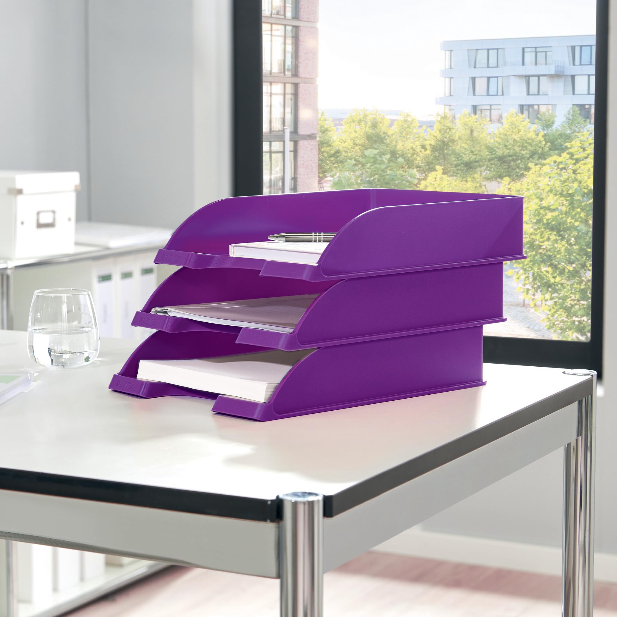 Leitz 52263062 Plus Standard Wow Vaschette, Confezione 5, Viola Metallizzato