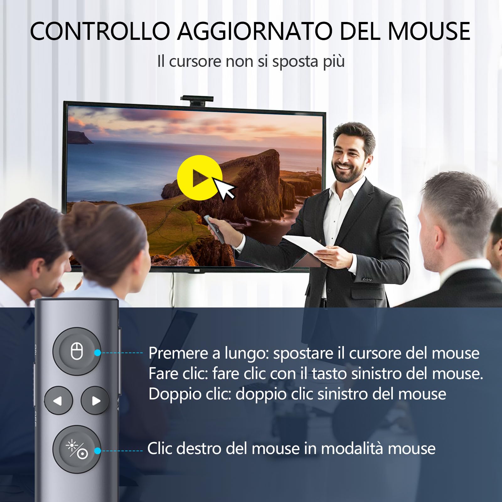Norwii N95s BLE Clicker per Presentazioni con Puntatore Digitale per PowerPoint su Schermo TV/Proiezione, Telecomando Presentatore Wireless con Timer Conto alla Rovescia (Verde - USB-A)