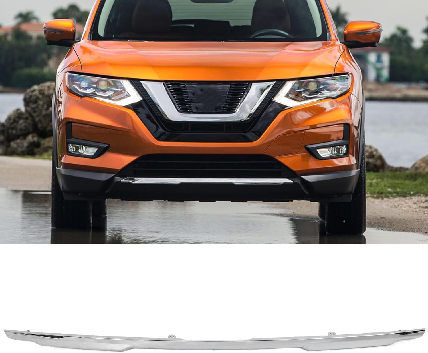 Eujgoov Rear Bumper Accent Stripe 85072-6FV0A ABS Chrome Trim Moldings OEM Center Bumper Protection for 2017-2019 SL S SV Easy Install Exterior Edge Guard