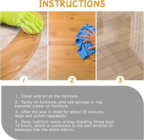Miniatura 2 de Spray de cera de abejas natural, limpiador en aerosol de cera de abejas, el pulidor y limpiador original de muebles de cera de abejas, aerosol de