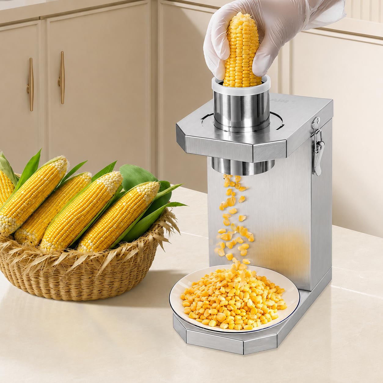 GSHSHOU 40W Electric Fresh Corn Stripper with 6.5cm Feed Inlet