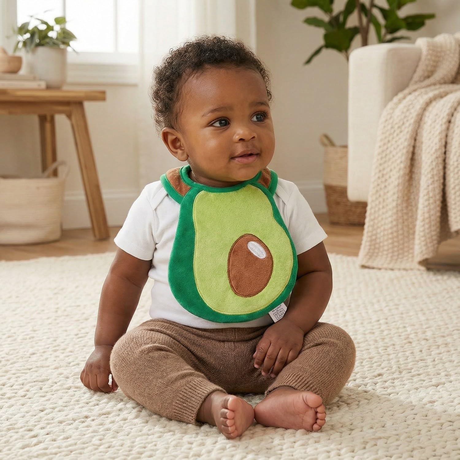 Avocado Shaped Drool Bib – Premium Handmade Baby Bib for Infants & Toddlers | Soft, Absorbent, Gentle Cotton | Unique Cute Infant Gift, Newborn Essentials, Boutique Baby Accessories