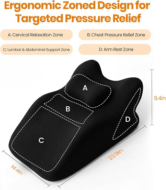 Memory Foam Ergonomic Wedge Pillow for Sleeping, Acid Reflux & Snoring Relief, 27Angle Perfect Position Wedge Pillow with Washable Cover, Comfort Support for Waist, Neck & Back