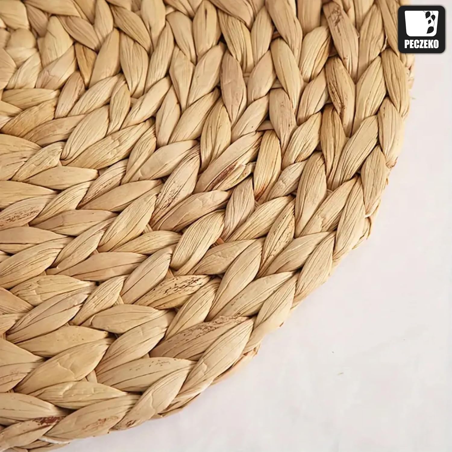 8er Set Rund Seegras Platzset Abwaschbar Platzsets Tischsets Werden, Boho Platzteller, Ideal für Weihnacht Hochzeit Küche Party, Hitzebeständige 35cm Platzdeckchen Abwaschbar, Natur