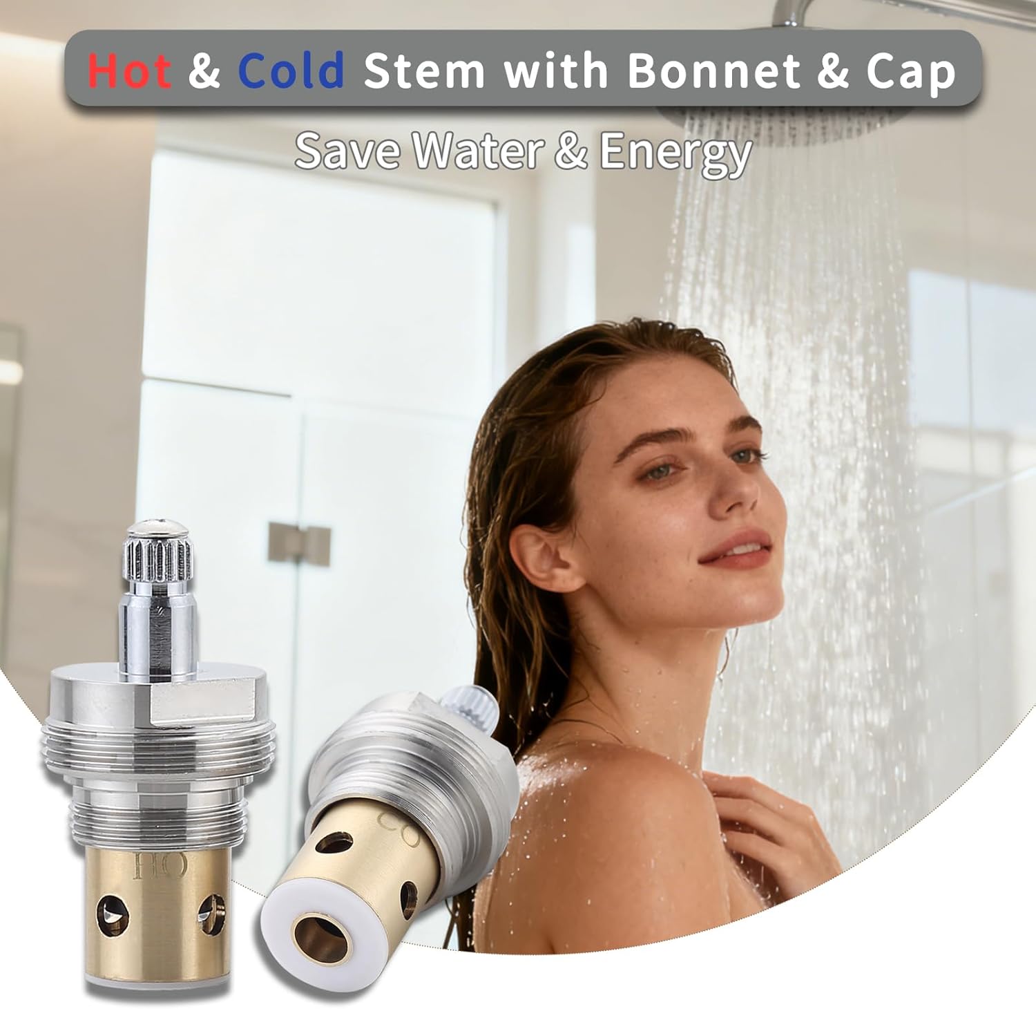 Faucets Stem Compatible with 6N-7H (17017), Hot Water Stem with Bonnet & Cap for 2-Handle Kohler Tub and Shower Faucets, 1-Pack