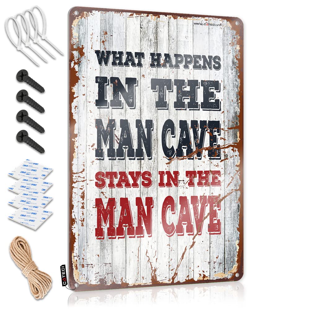 What Happens In The Man Cave Stays In The Man Cave Accent Wall - Funny Vintage Signs Gift For Lawyer Hanging Wall Decor(30X40CM)