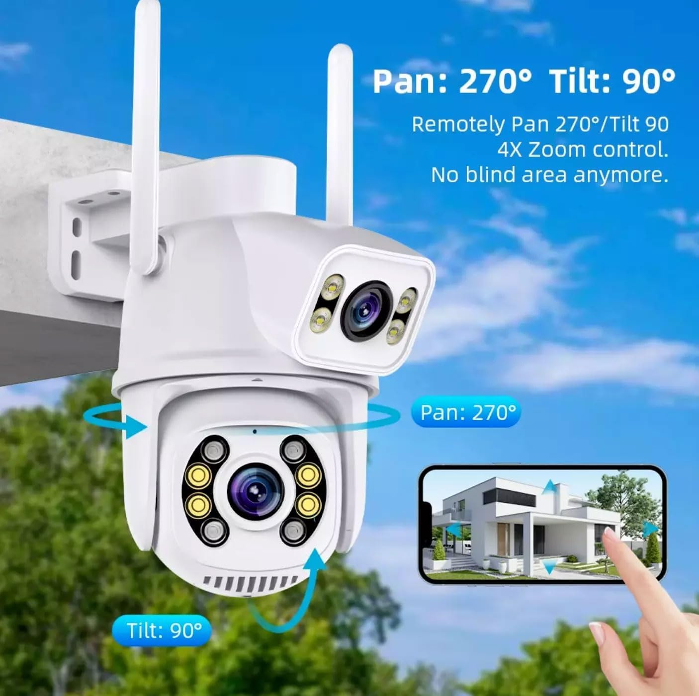 TELECAMERA IP CAM PTZ WIFI DOPPIA LENTE 2 PEZZI CAMERA DOME WIRELESS ESTERNO SPEED ZOOM CON APPLICAZIONE ICSEE PER AMBIENTI INTERNO ED ESTERNI - CW889