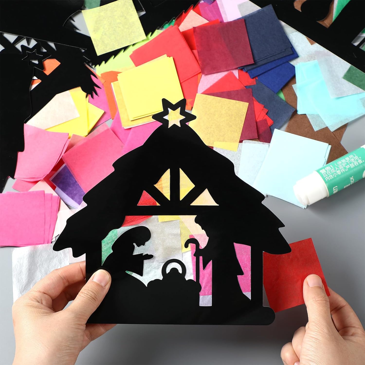 Resurhang 24 Sets Nativity Christmas Silhouette Craft Kits Happy Birthday Jesus Scene Ornaments Religious Sunday School Crafts for Xmas Home Activities, 6 Styles