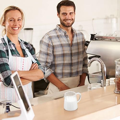 Miniatura 6 de Leinuosen Jarra de vidrio de 2 piezas de forma elegante jarra de crema de vidrio jarra de té de vidrio jarra de crema de leche jarra creativa de