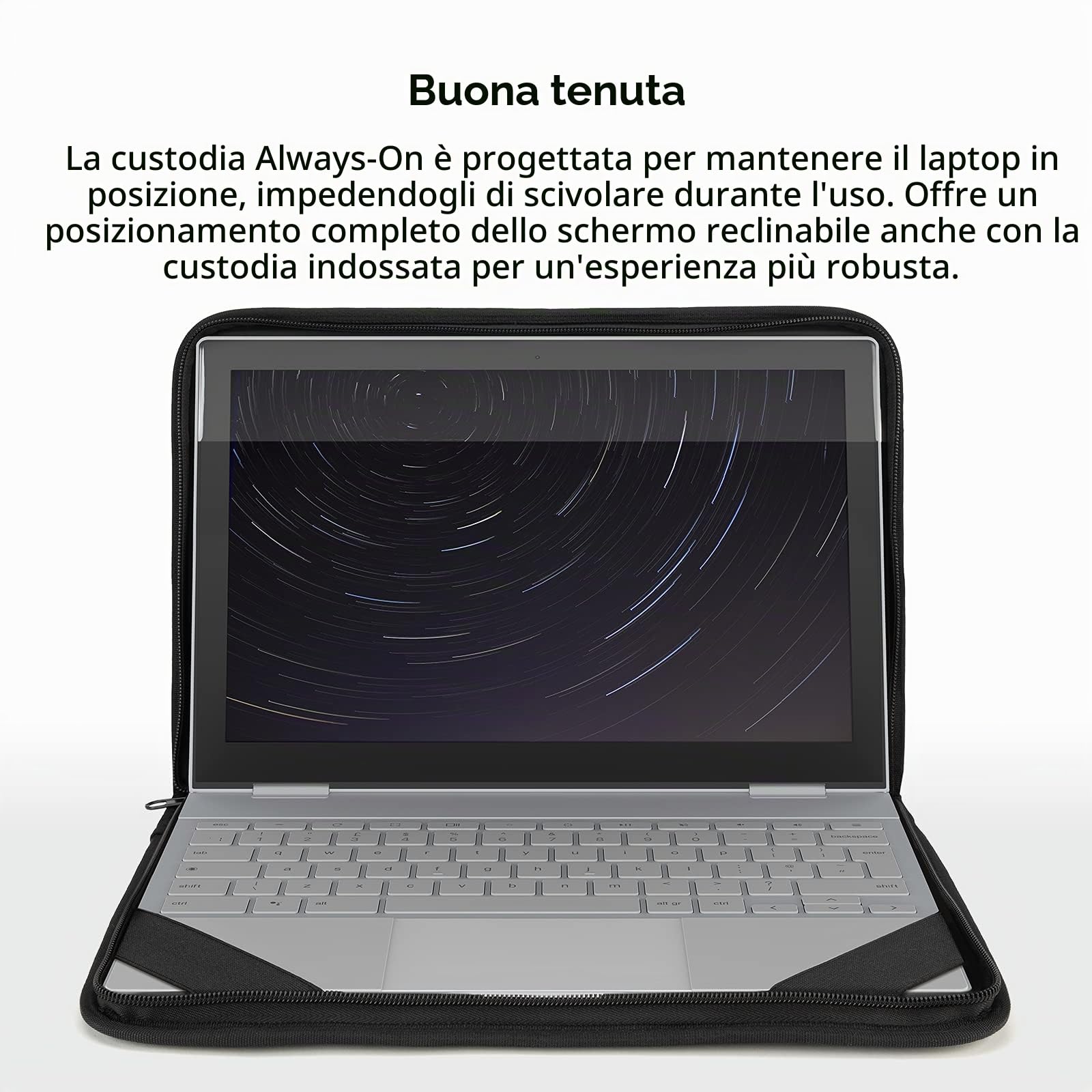 Belkin Custodia Always-On per Laptop, Compatibile con Notebook, Tablet, Chromebook, iPad e altri Dispositivi da 11'' a 12'', Protezione per Laptop, include 2 Tasche, Nero