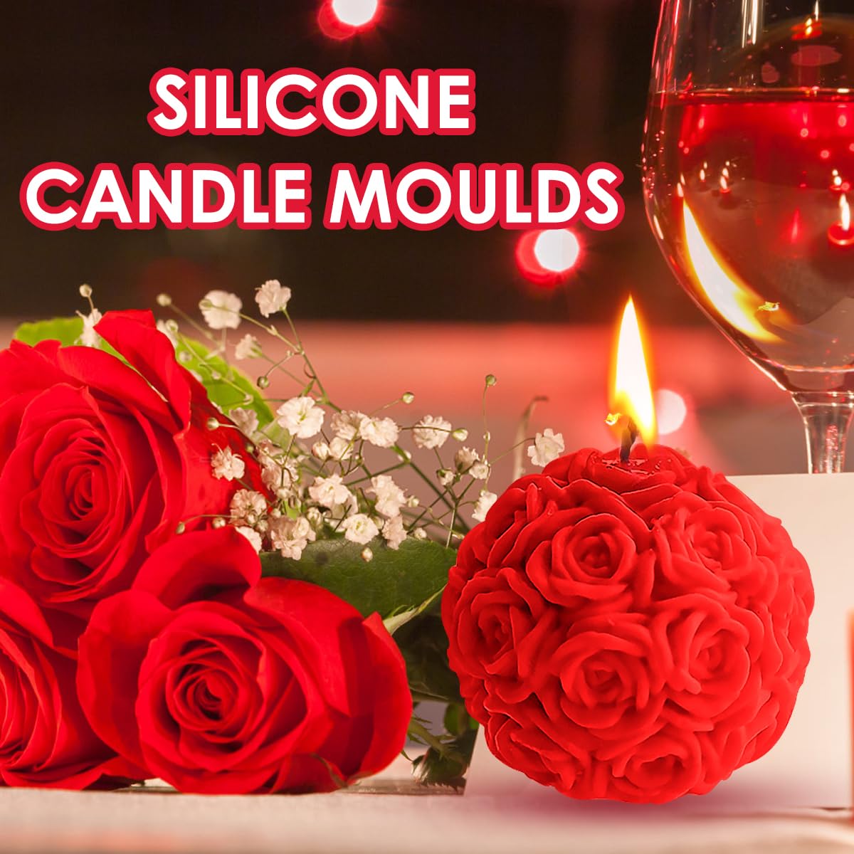 Lot De 5 Moules à Bougies En Silicone – Formes Fleurs 3D (5,5 à 16 Cm) Pour DIY, Décoration, Cadeaux