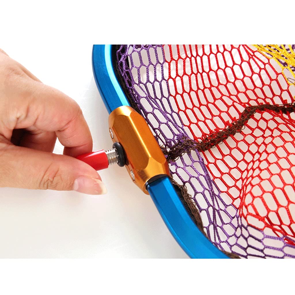 Rete da pesca Pesca Landing Net 40CM 45CM 50CM Telescopico Rete da Pesca per Carpa Trota Pesca Lega di Titanio Pieghevole Landing Nets Rete (Colore: Blu, Dimensioni: 45X45X38cm)